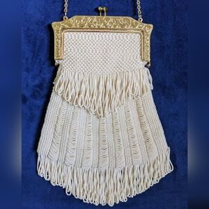 Victorian Style DREAM Ivory Crystal Beaded Purse Handmad Boutique Heirloom Bride